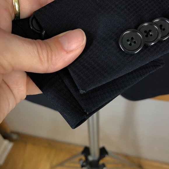 Z Zegna Drop 7 100% Wool Navy Check Trim Fit Blazer Jacket  ITA 48C =‎ US 38S - Picture 13 of 15